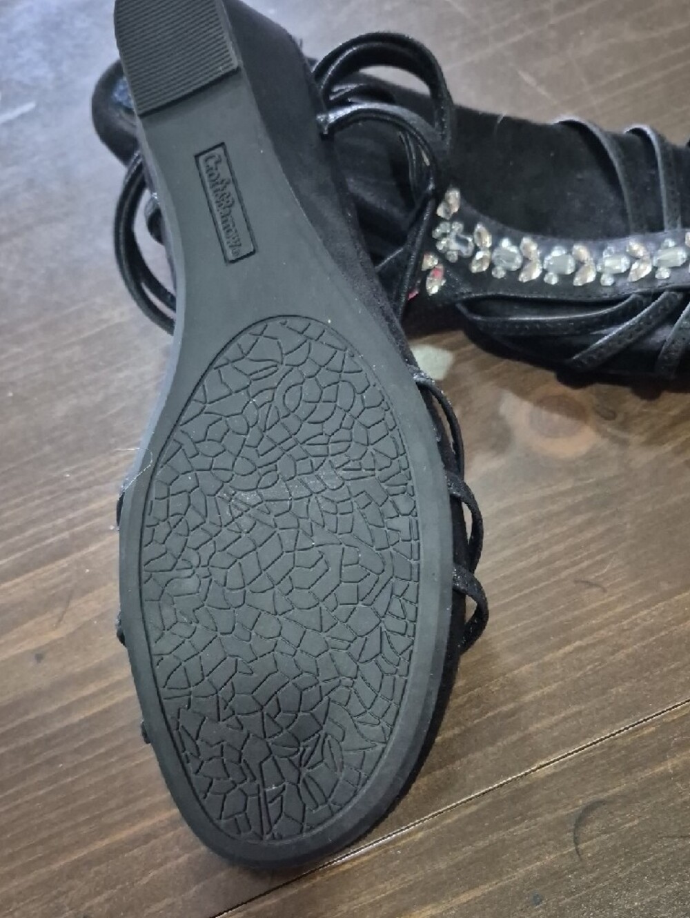 croft & barrow Black Jeweled T-Strap Sandals - Picture 2 of 10